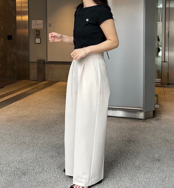  「【脚長効果◎】ワイドベルト1タックパンツ」|チノ|