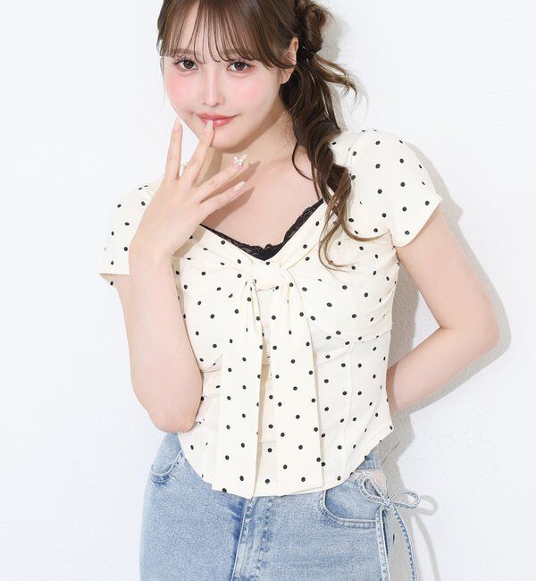  「【hinano企画】レース付きフロントリボンTee」|プルオーバー|
