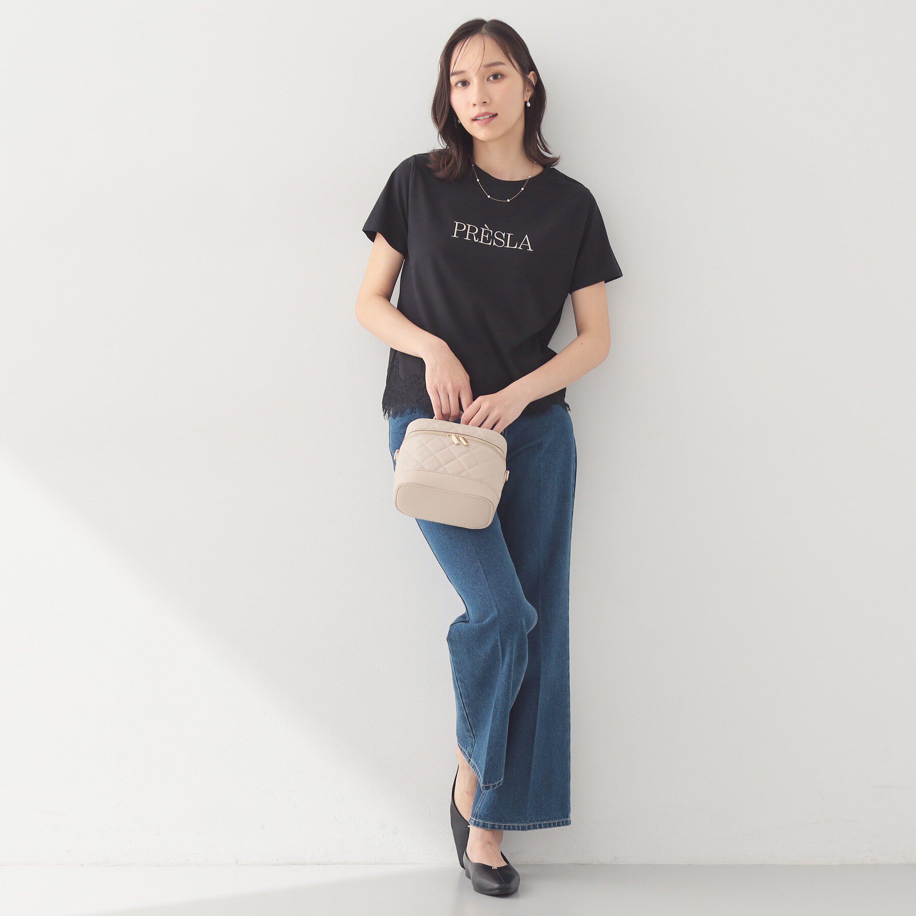 index「【接触冷感／UVケア】裾レースロゴTシャツ《洗濯機OK》」|Tシャツ・カットソー|