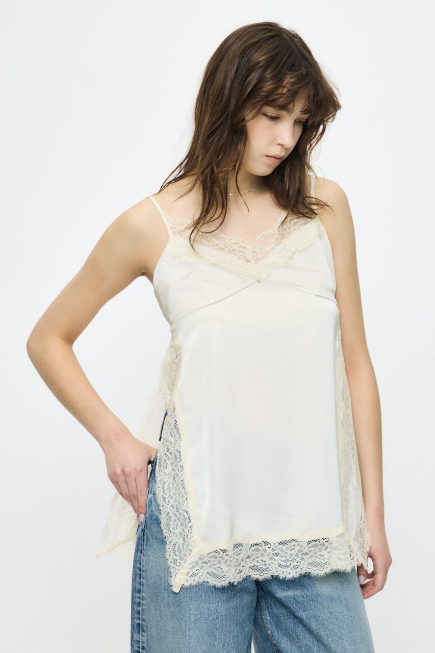 MOUSSY「LACE TRIM SATIN キャミ」|キャミソール|