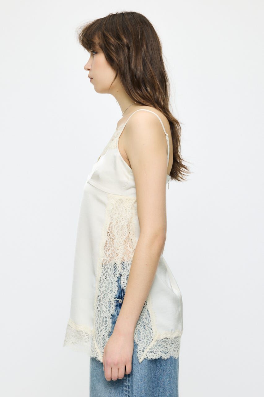 MOUSSY「LACE TRIM SATIN キャミ」|キャミソール|