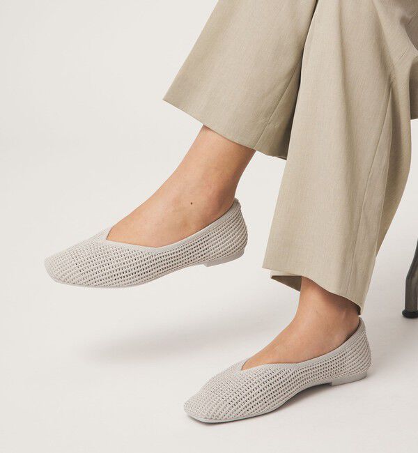 UNITED ARROWS green label relaxing「ウェルネスシアー スクエア V フラットシューズ / ニットシューズ」|ローファー|