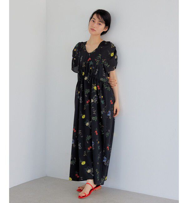 EMMEL REFINES「＜EMMEL REFINES＞EM フラワープリント ギャザーパフスリーブ ワンピース」|ワンピース|
