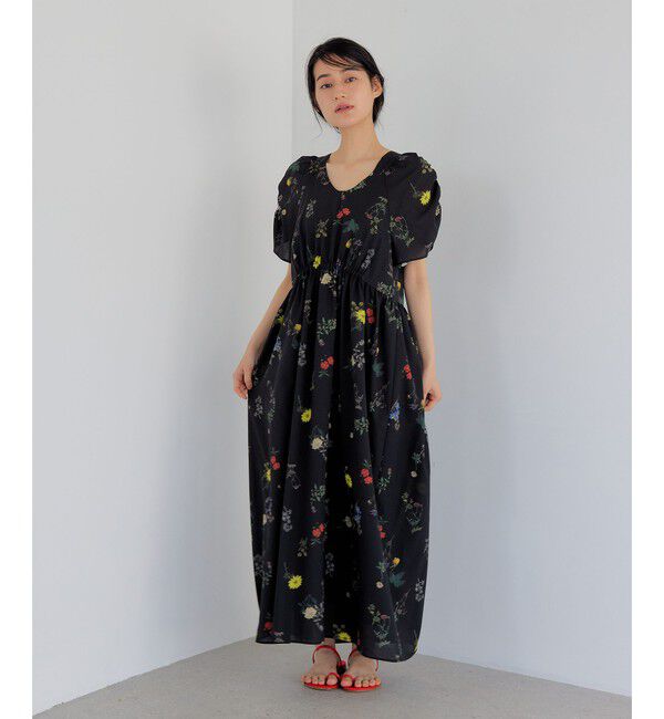 EMMEL REFINES「＜EMMEL REFINES＞EM フラワープリント ギャザーパフスリーブ ワンピース」|ワンピース|