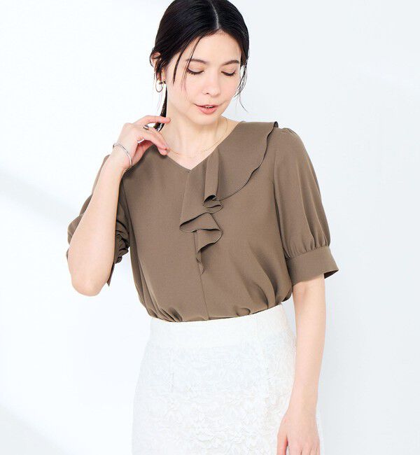 NOLLEY'S sophi「ウォッシャブルジョーゼットアシメラッフルブラウス」|シャツ・ブラウス|
