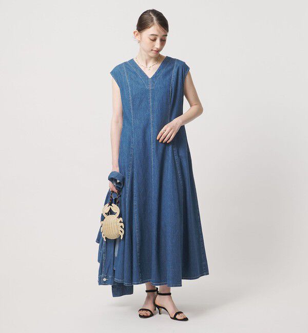 UNITED ARROWS「ステッチ Vネック デニムワンピース」|ワンピース|