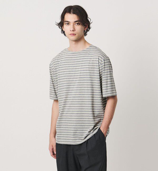 UNITED ARROWS「【別注】＜Armor-Lux＞ セミボートネック ボーダー Tシャツ」|Tシャツ・カットソー|MD.GRAY