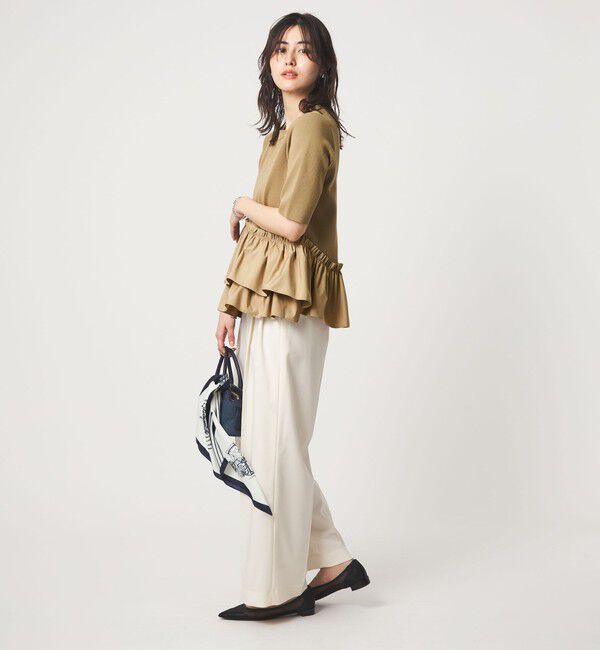 UNITED ARROWS green label relaxing「ドッキング ペプラム ショートスリーブ ニット プルオーバー ウォッシャブル」|ニット・セーター|