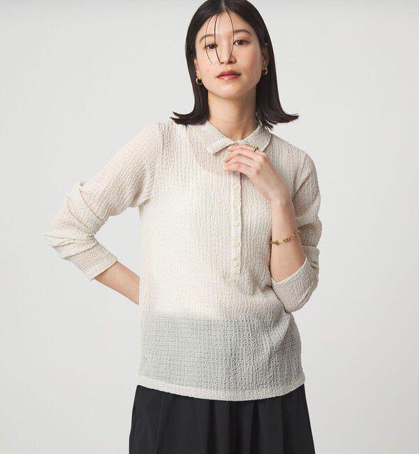 UNITED ARROWS green label relaxing「【WEB限定】＜at ease＞シアー サッカーライク エリツキ プルオーバー カットソー」|Tシャツ・カットソー|