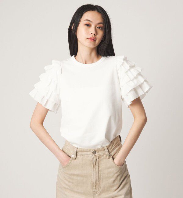 EMMEL REFINES「＜EMMEL REFINES＞EM ソデフリル プルオーバー」|Tシャツ・カットソー|WHITE