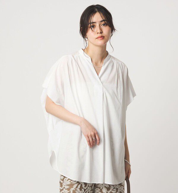 UNITED ARROWS green label relaxing「［size SHORTあり］ショルダー タック スキッパー ブラウス」|シャツ・ブラウス|OFF WHITE