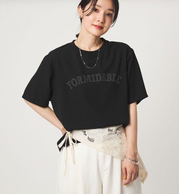 UNITED ARROWS green label relaxing「【WEB限定】＜at ease＞ジョーゼット プリント カットソー  吸水速乾」|Tシャツ・カットソー|BLACK