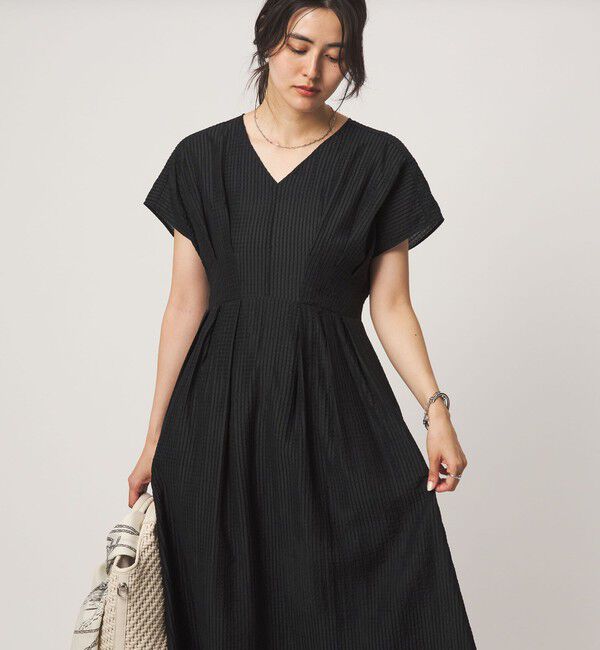 UNITED ARROWS green label relaxing「シアー チェック フレンチスリーブ ワンピース」|ワンピース|