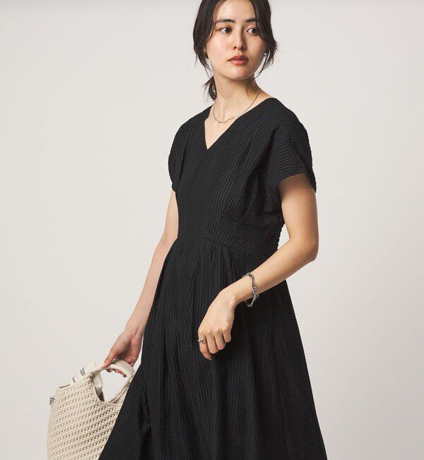 UNITED ARROWS green label relaxing「シアー チェック フレンチスリーブ ワンピース」|ワンピース|