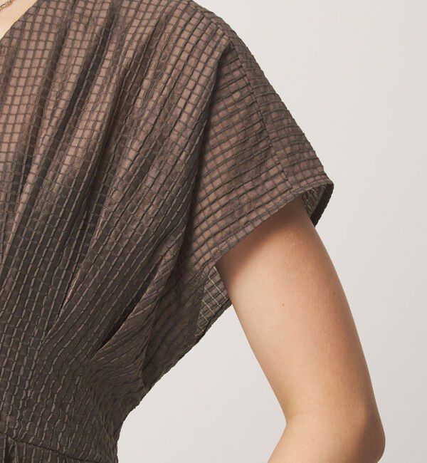 UNITED ARROWS green label relaxing「シアー チェック フレンチスリーブ ワンピース」|ワンピース|