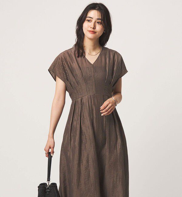 UNITED ARROWS green label relaxing「シアー チェック フレンチスリーブ ワンピース」|ワンピース|