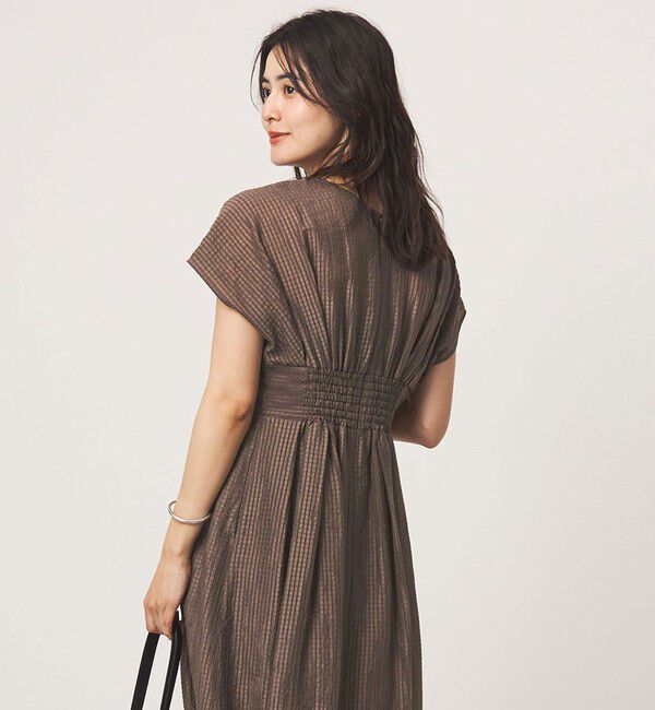 UNITED ARROWS green label relaxing「シアー チェック フレンチスリーブ ワンピース」|ワンピース|
