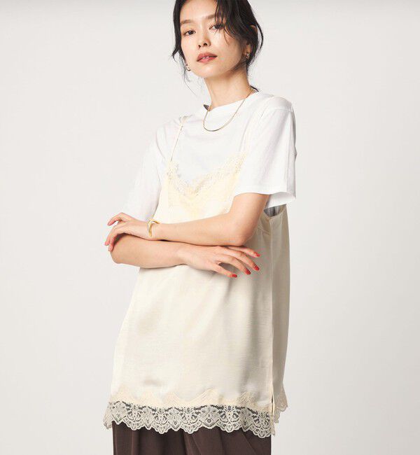 UNITED ARROWS green label relaxing「【WEB限定】＜at ease＞レースキャミ &times; Tシャツ セット」|Tシャツ・カットソー|