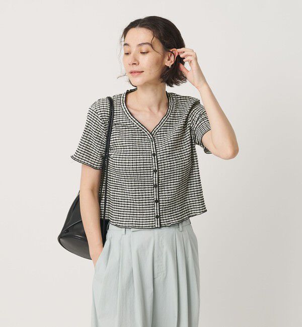 BEAUTY&YOUTH UNITED ARROWS「ソリッド＆チェック Vネック ショートスリーブ カーディガン」|カーディガン|