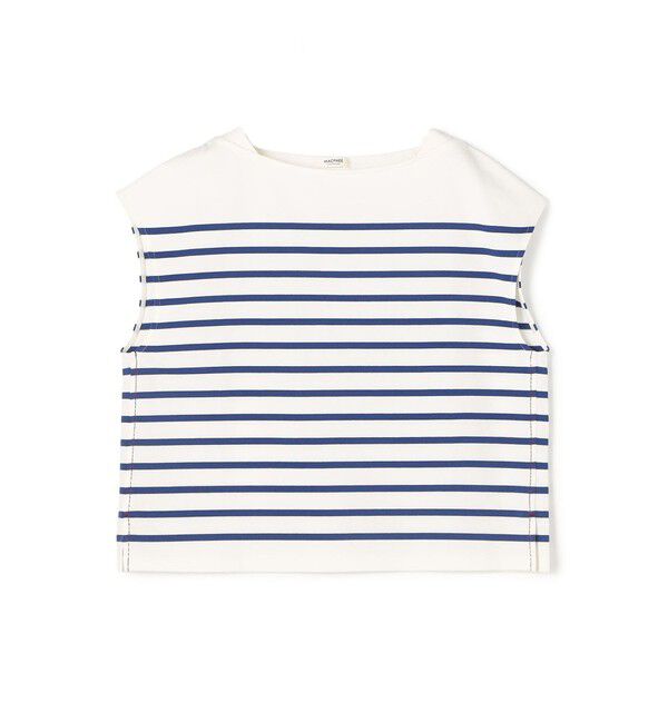 MACPHEE「パネルボーダー フレンチスリーブプルオーバー」|Tシャツ・カットソー|64 ブルー系