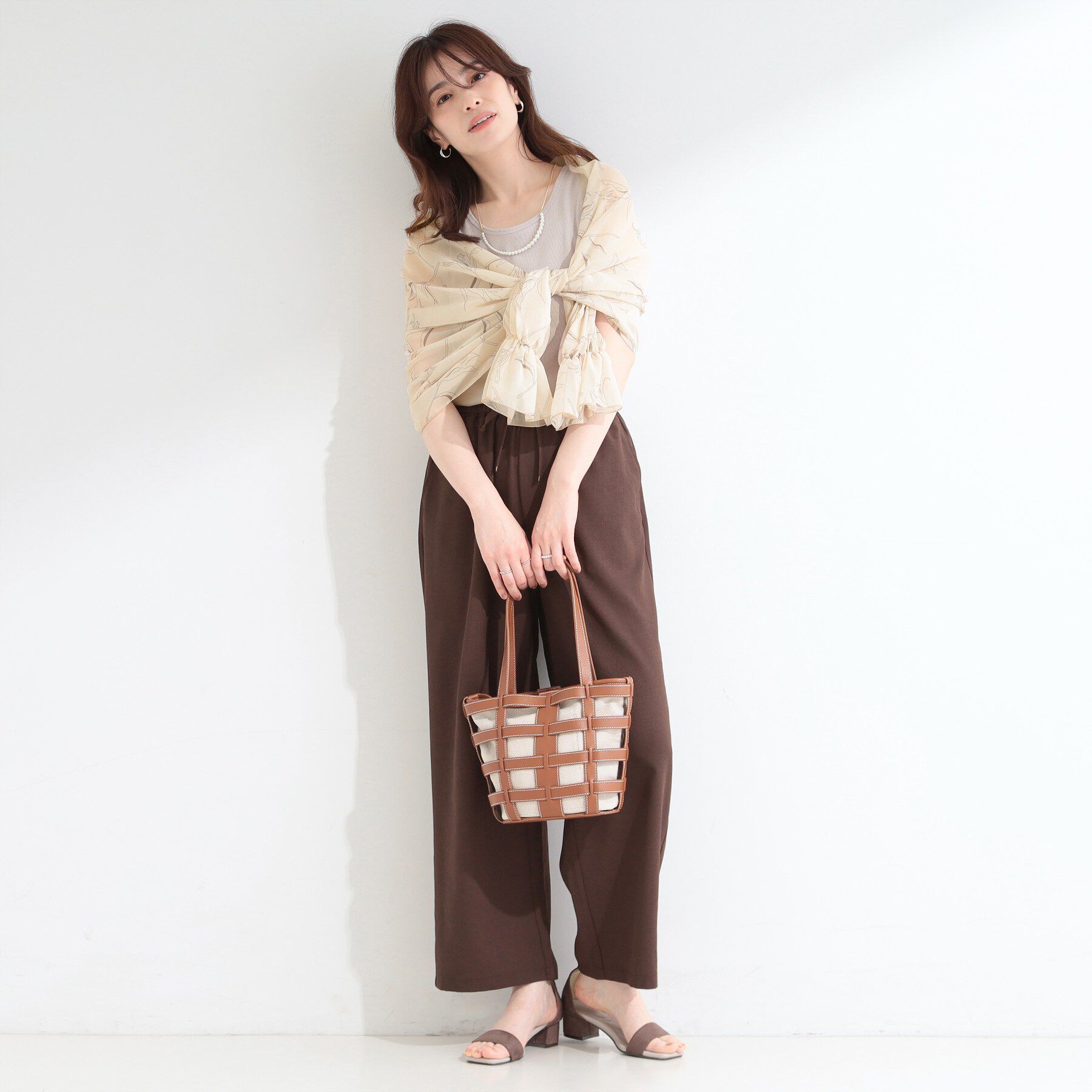 SHOO･LA･RUE「【ひんやり/2WAY】ストールにもなる ふんわりシアー花柄ボレロ」|カーディガン|
