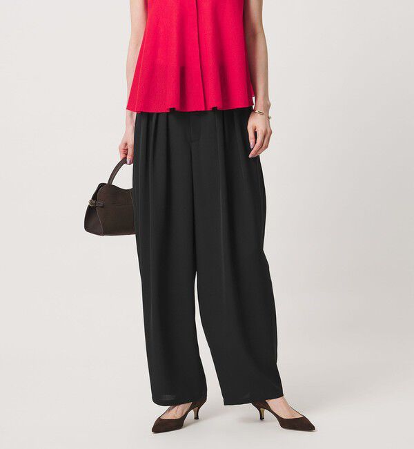 UNITED ARROWS「タック ビッグ ワイドパンツ」|スラックス|BLACK
