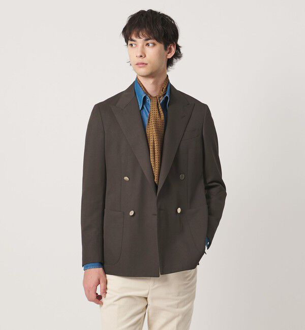 UNITED ARROWS「ギャバジン ダブル 4ボタン ブレザー SーMODEL」|テーラードジャケット|DK.BROWN