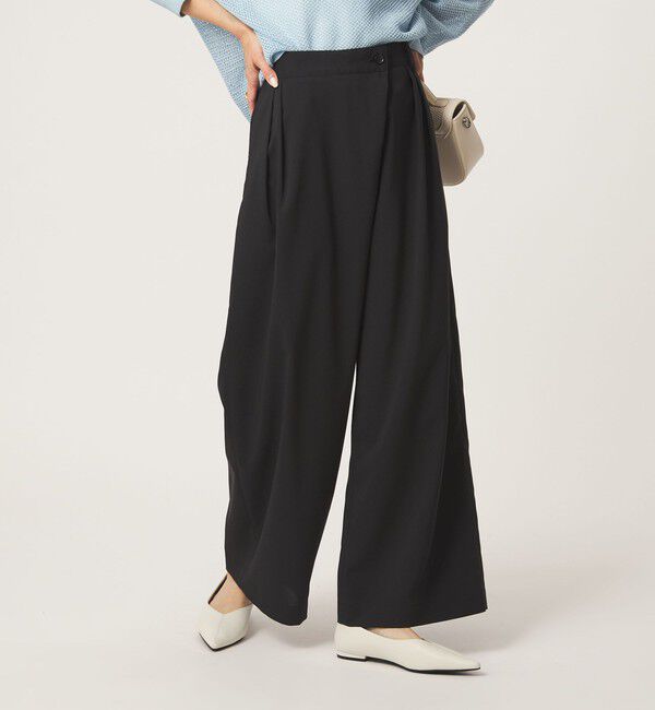 UNITED ARROWS green label relaxing「ラップ ワイド パンツ」|その他|BLACK