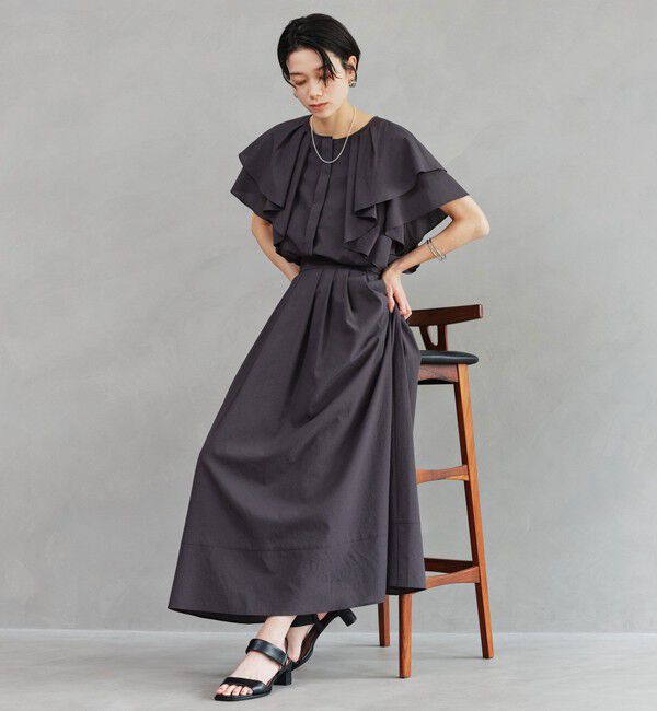 UNITED ARROWS green label relaxing「Breeze Cool タック スカート マシンウォッシャブル 通気性 UVカット」|フレア|