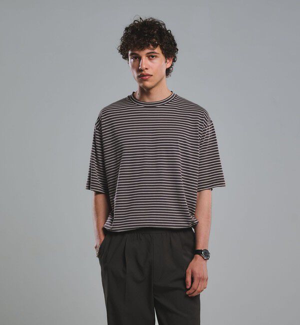 UNITED ARROWS green label relaxing「フェード ボーダー クルーネック 半袖 Tシャツ」|Tシャツ・カットソー|DK.GRAY