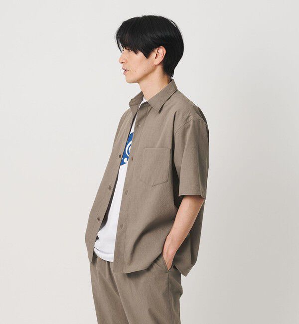 BEAUTY&YOUTH UNITED ARROWS「KOMATSU PACK トロピカル レギュラー シャツ FORM型 ストレッチ 吸水速乾 UVカット セットアップ対応」|シャツ・ブラウス|BEIGE