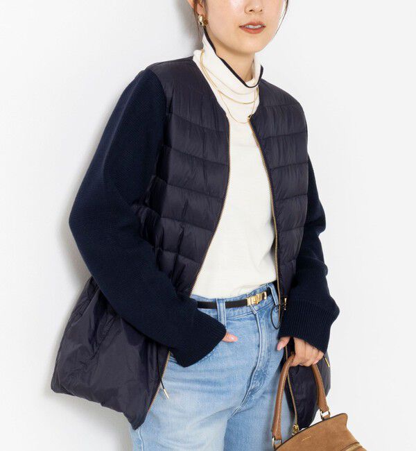 NOLLEY'S「【WEB＆一部店舗限定色アイテム】【TAION/タイオン】ニットコンビダウンジャケット」|ダウン|ネイビー
