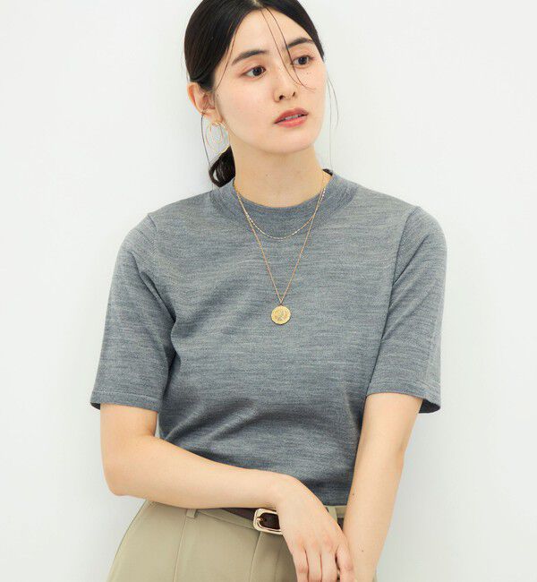 NOLLEY'S sophi「《抗ピンリング/アンサンブル対応/手洗い可能》ウール100ハイネック5分袖プルオーバー」|ニット・セーター|
