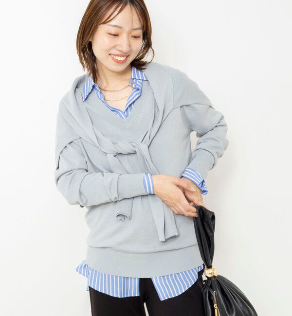 NOLLEY'S「【 SHOP PRESS二見別注カラー】レイヤードピース付きVネックプルオーバー」|ニット・セーター|