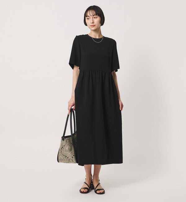 UNITED ARROWS「COMFY ショートスリーブ ワンピース ‐防汚 UVカット ウォッシャブル‐」|ワンピース|BLACK