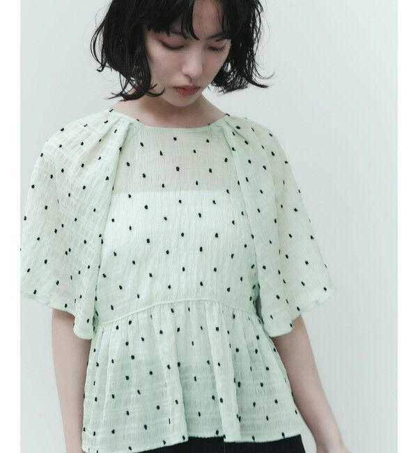 EMMEL REFINES「＜EMMEL REFINES＞EM カットドビー 2WAY ブラウス」|シャツ・ブラウス|LIME
