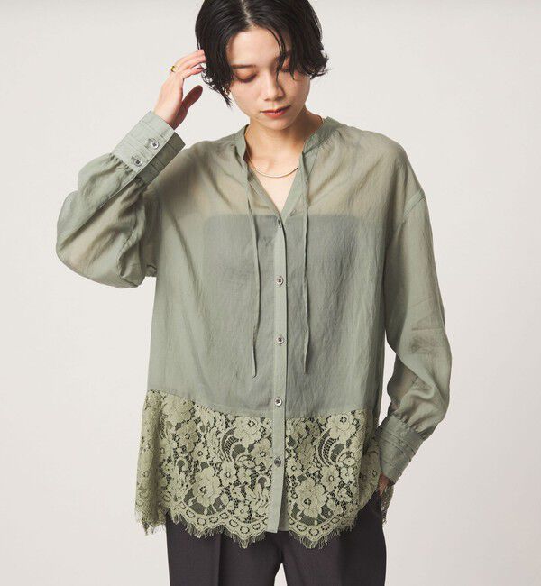 UNITED ARROWS green label relaxing「【結論シリーズ】ミルフィーユレースブラウス」|シャツ・ブラウス|
