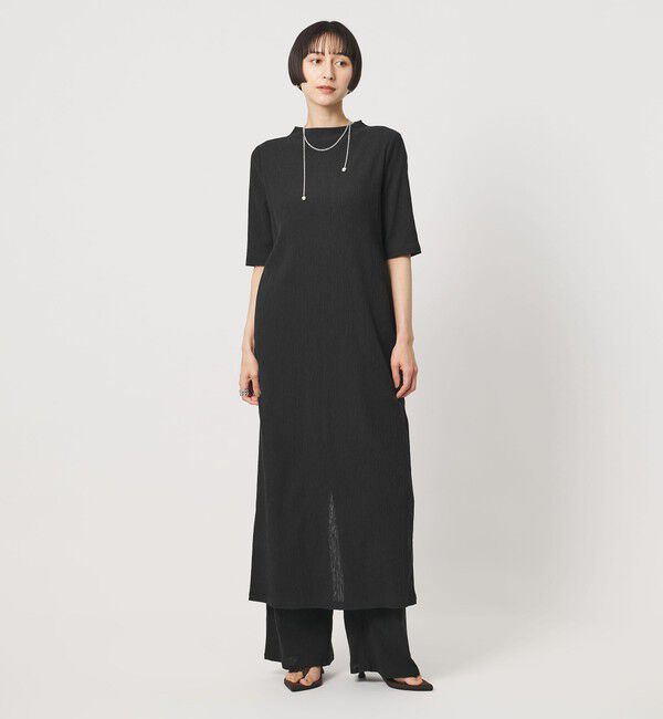 UNITED ARROWS「クレープ ストレート ワンピース ‐ウォッシャブル‐」|ワンピース|BLACK