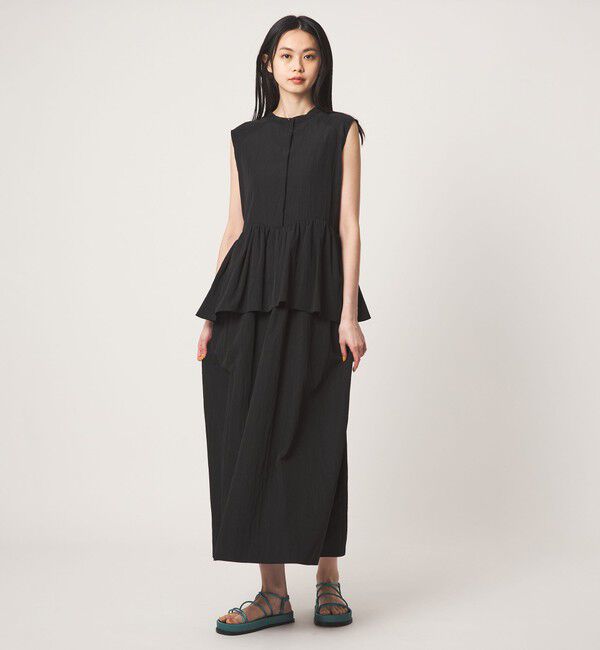 EMMEL REFINES「＜EMMEL REFINES＞EM ペプラムレイヤー ワンピース」|ワンピース|BLACK