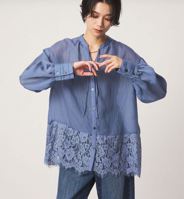 UNITED ARROWS green label relaxing「【結論シリーズ】ミルフィーユレースブラウス」|シャツ・ブラウス|COBALT