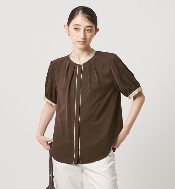 UNITED ARROWS「バイカラーパイピング ショートスリーブ ブラウス」|シャツ・ブラウス|
