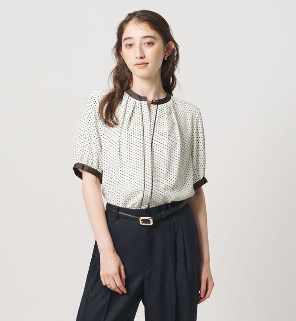 UNITED ARROWS「バイカラーパイピング ショートスリーブ ブラウス」|シャツ・ブラウス|