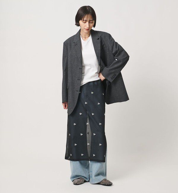 UNITED ARROWS「シアー フラワー スカート」|タイト|