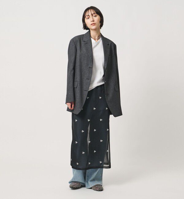 UNITED ARROWS「シアー フラワー スカート」|タイト|