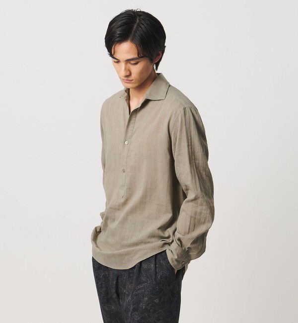 UNITED ARROWS「コードストライプ プルオーバー シャツ」|シャツ・ブラウス|BEIGE