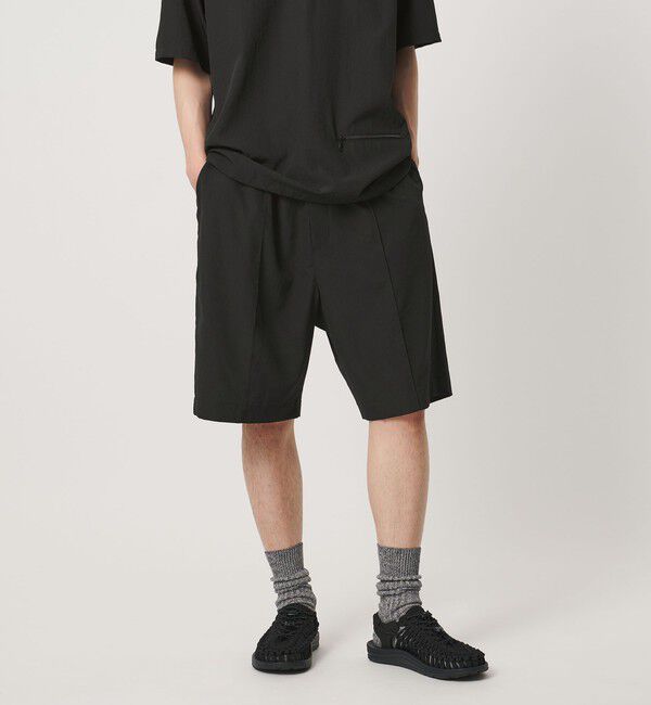 UNITED ARROWS「DotAir ドットエア オールギャザー ワイド ショーツ 吸水速乾 タテストレッチ」|その他|BLACK