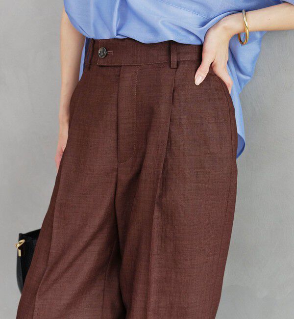 UNITED ARROWS green label relaxing「［size SHORT/TALLあり］ライト リネンライク ストレート パンツ UVカット 通気性」|スラックス|