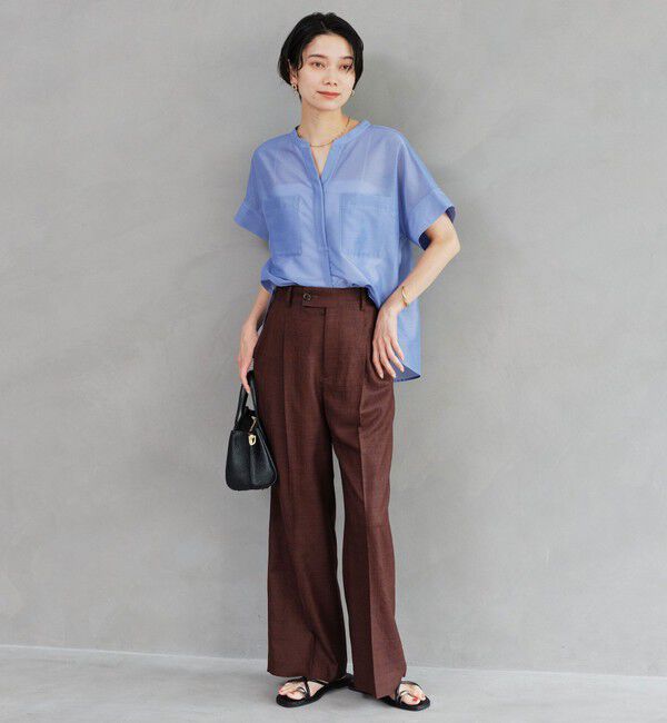 UNITED ARROWS green label relaxing「［size SHORT/TALLあり］ライト リネンライク ストレート パンツ UVカット 通気性」|スラックス|
