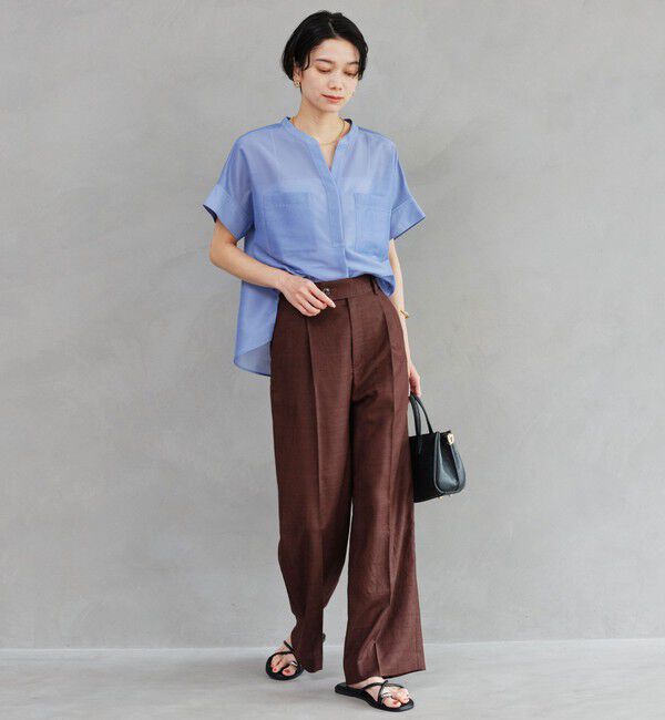 UNITED ARROWS green label relaxing「［size SHORT/TALLあり］ライト リネンライク ストレート パンツ UVカット 通気性」|スラックス|