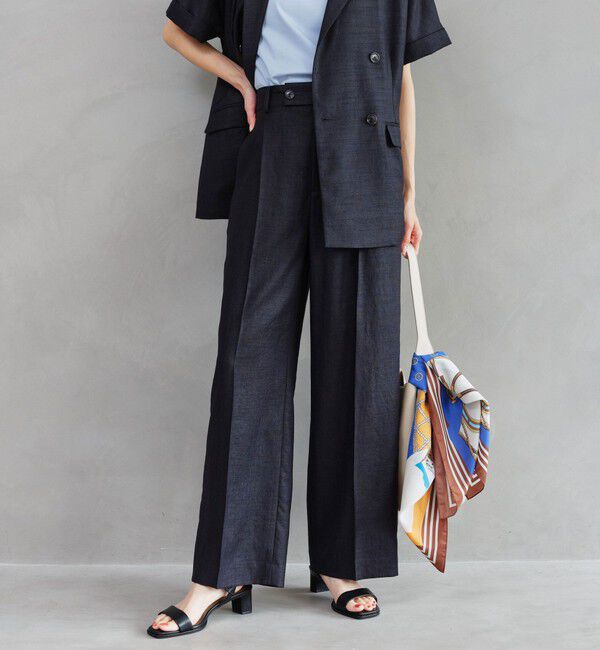 UNITED ARROWS green label relaxing「［size SHORT/TALLあり］ライト リネンライク ストレート パンツ UVカット 通気性」|スラックス|